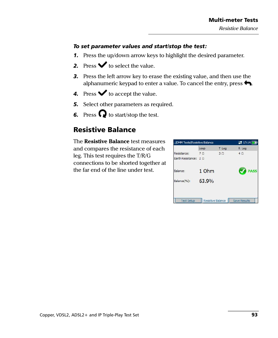 Resistive balance | EXFO VDSL2 User Manual | Page 101 / 275