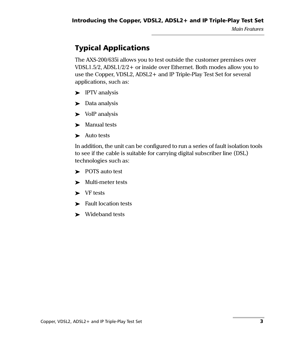 Typical applications | EXFO VDSL2 User Manual | Page 11 / 275