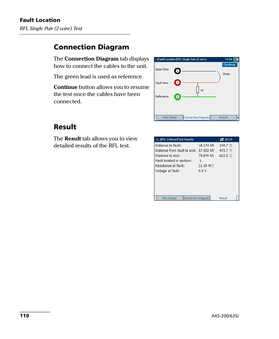 Connection diagram, Result | EXFO VDSL2 User Manual | Page 118 / 275