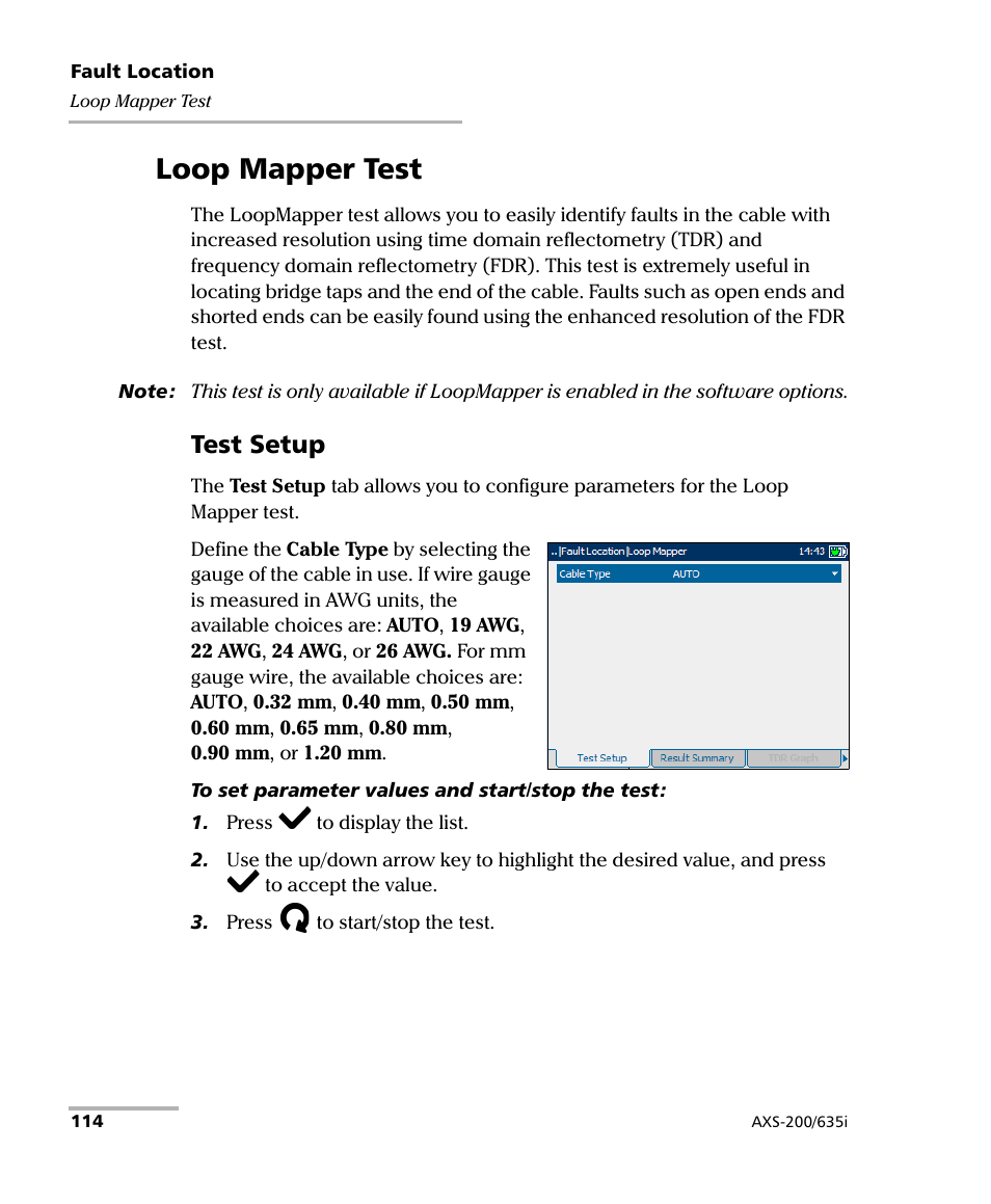 Loop mapper test, Test setup | EXFO VDSL2 User Manual | Page 122 / 275