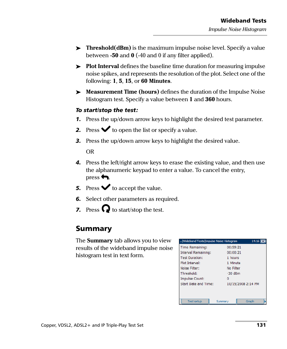 Summary | EXFO VDSL2 User Manual | Page 139 / 275