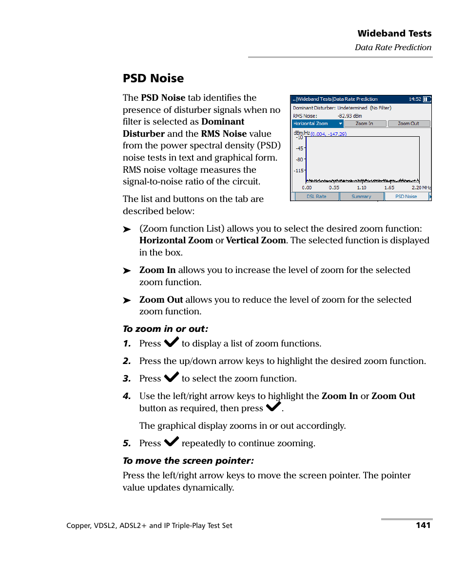 Psd noise | EXFO VDSL2 User Manual | Page 149 / 275