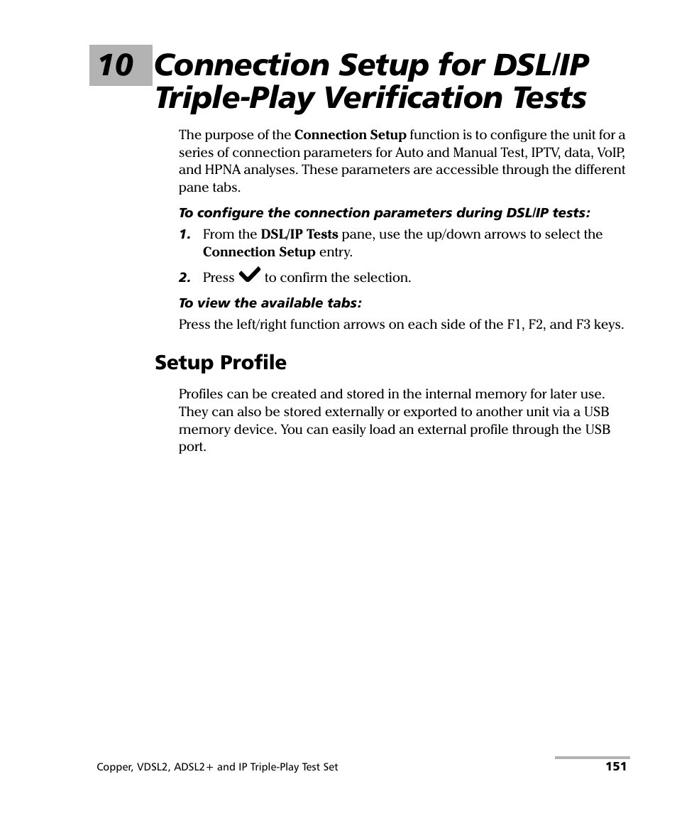 Setup profile | EXFO VDSL2 User Manual | Page 159 / 275
