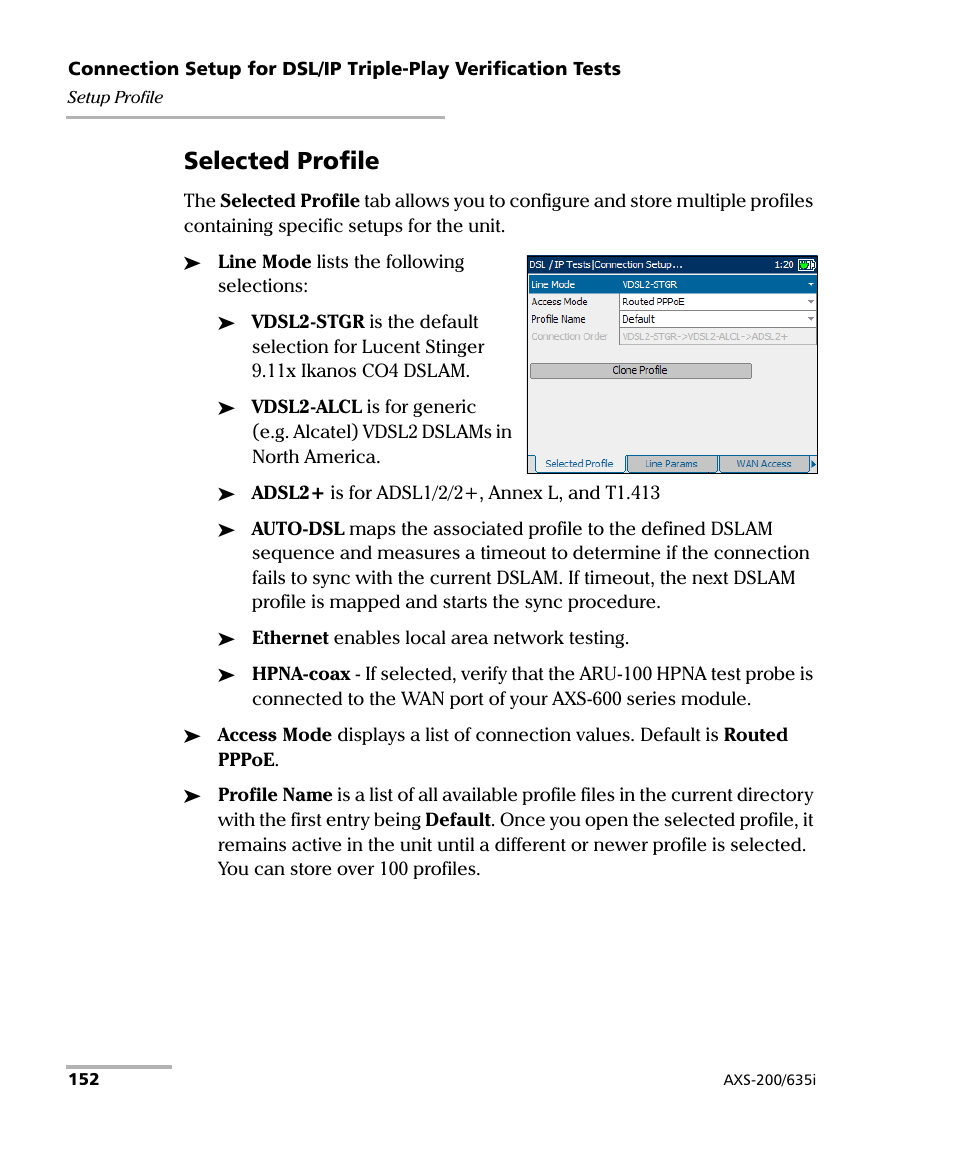 Selected profile | EXFO VDSL2 User Manual | Page 160 / 275