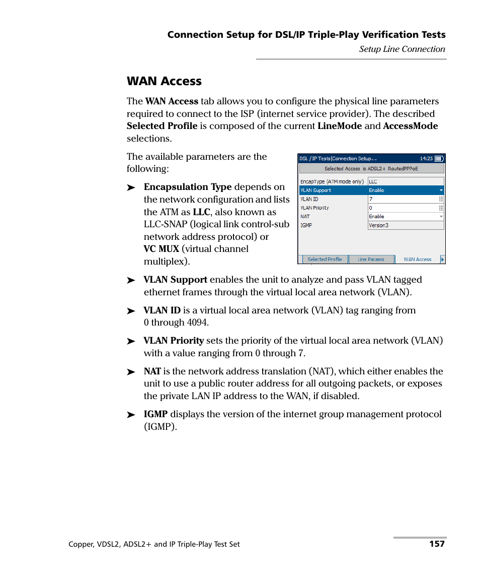 Wan access | EXFO VDSL2 User Manual | Page 165 / 275