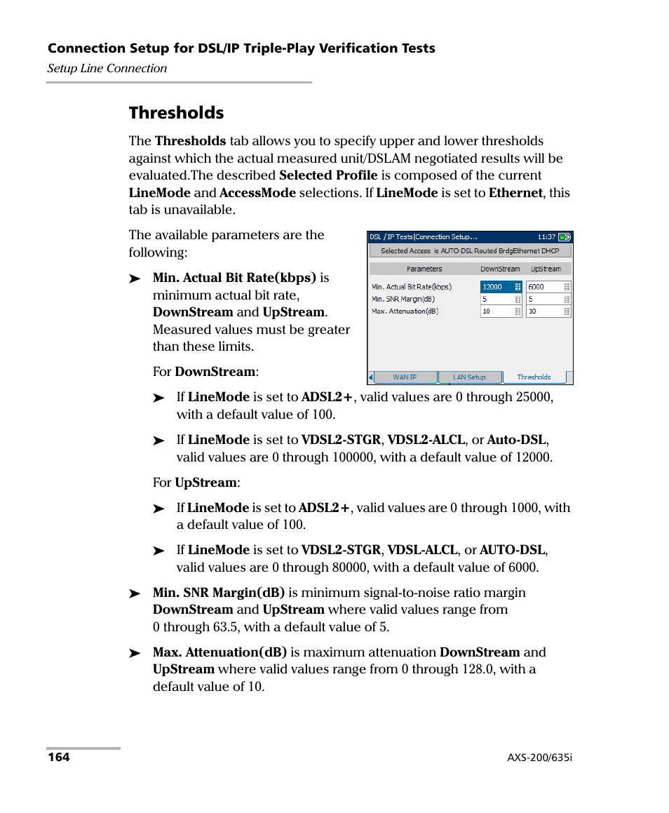 Thresholds | EXFO VDSL2 User Manual | Page 172 / 275