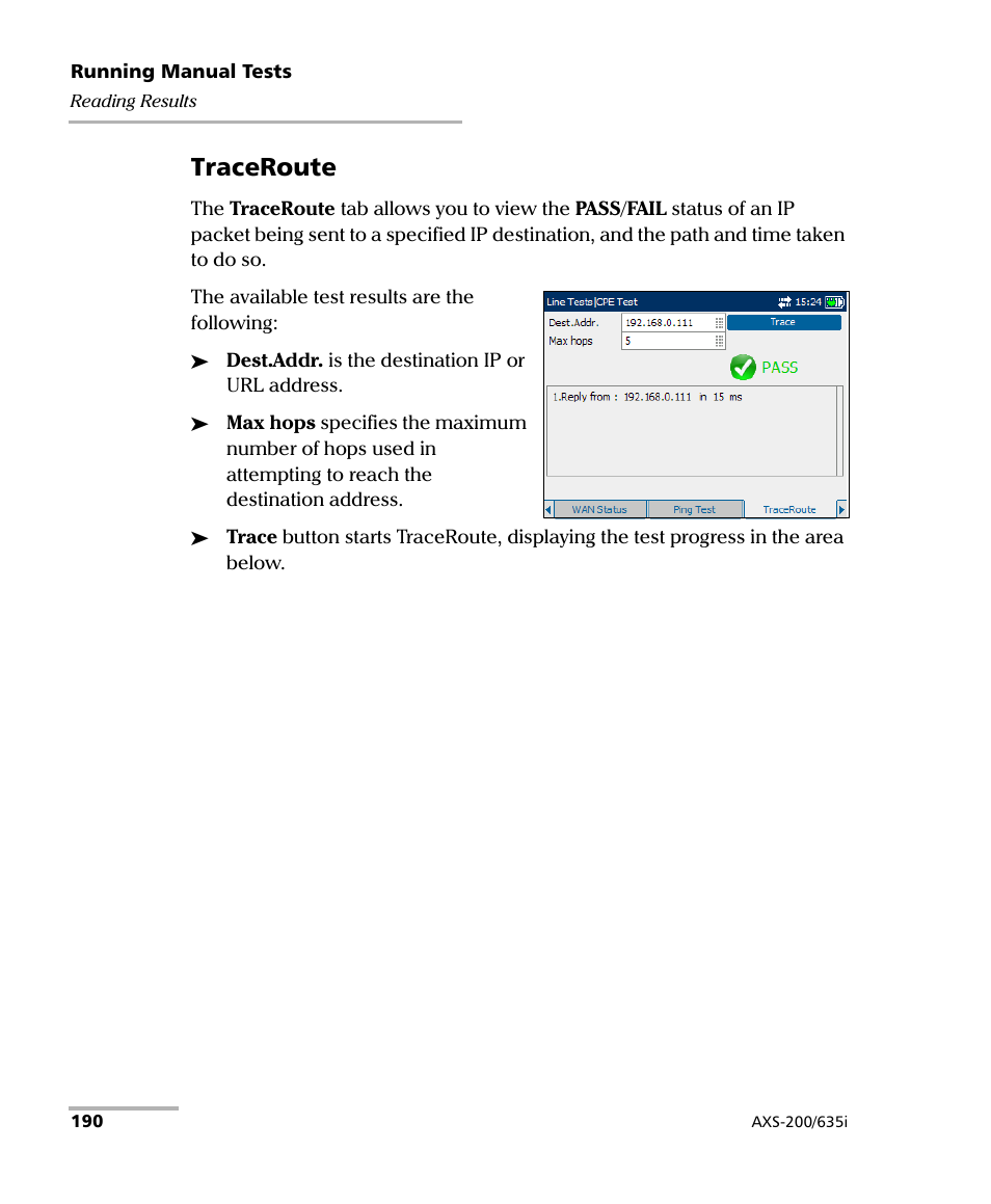 Traceroute | EXFO VDSL2 User Manual | Page 198 / 275