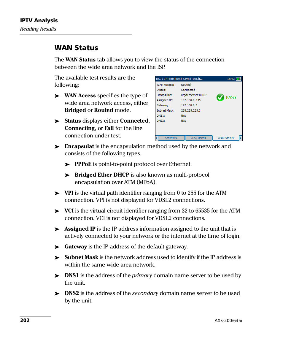 Wan status | EXFO VDSL2 User Manual | Page 210 / 275