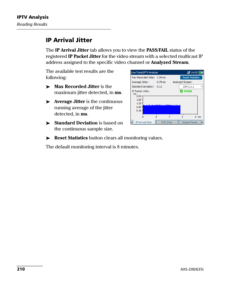 Ip arrival jitter | EXFO VDSL2 User Manual | Page 218 / 275