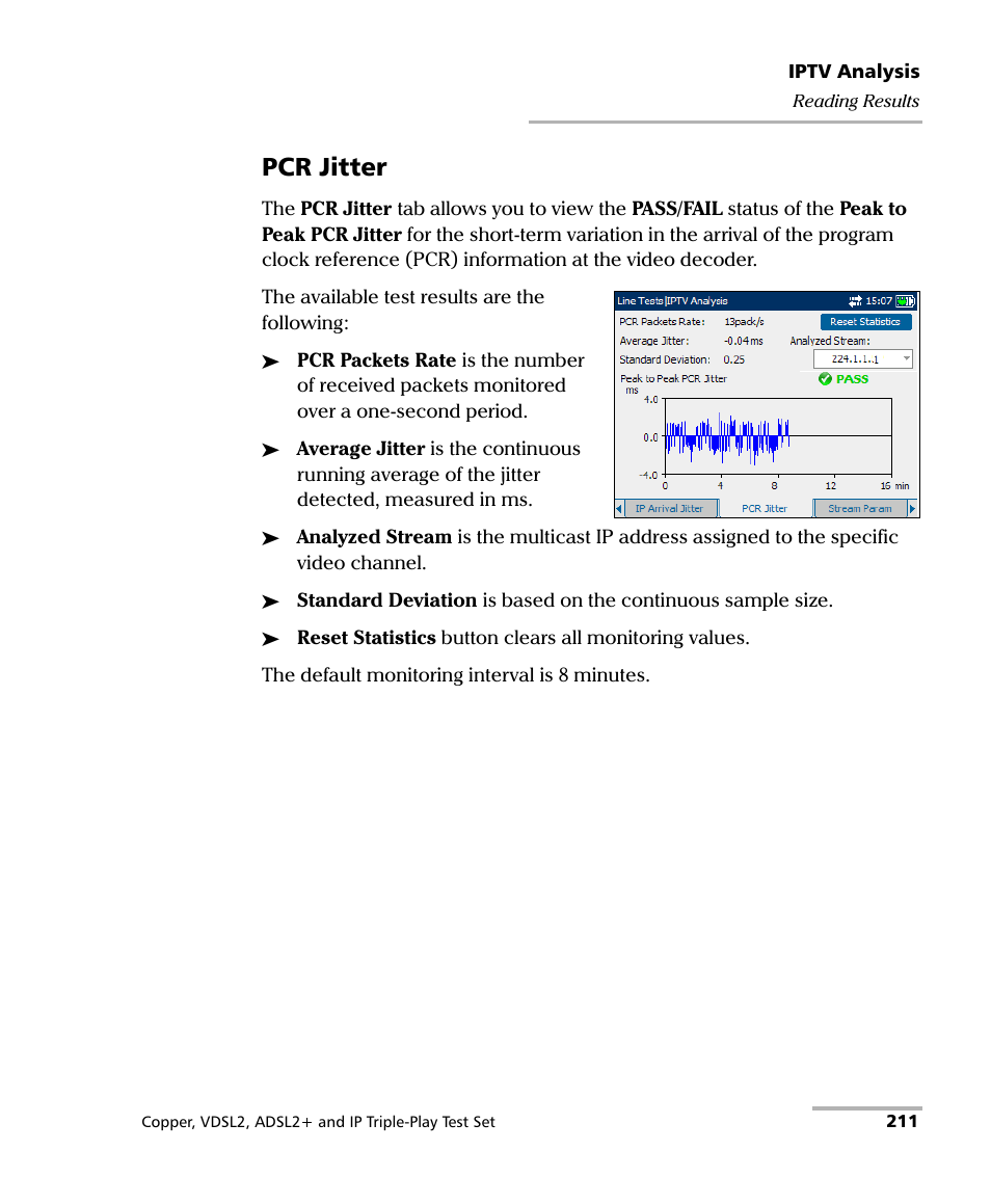 Pcr jitter | EXFO VDSL2 User Manual | Page 219 / 275