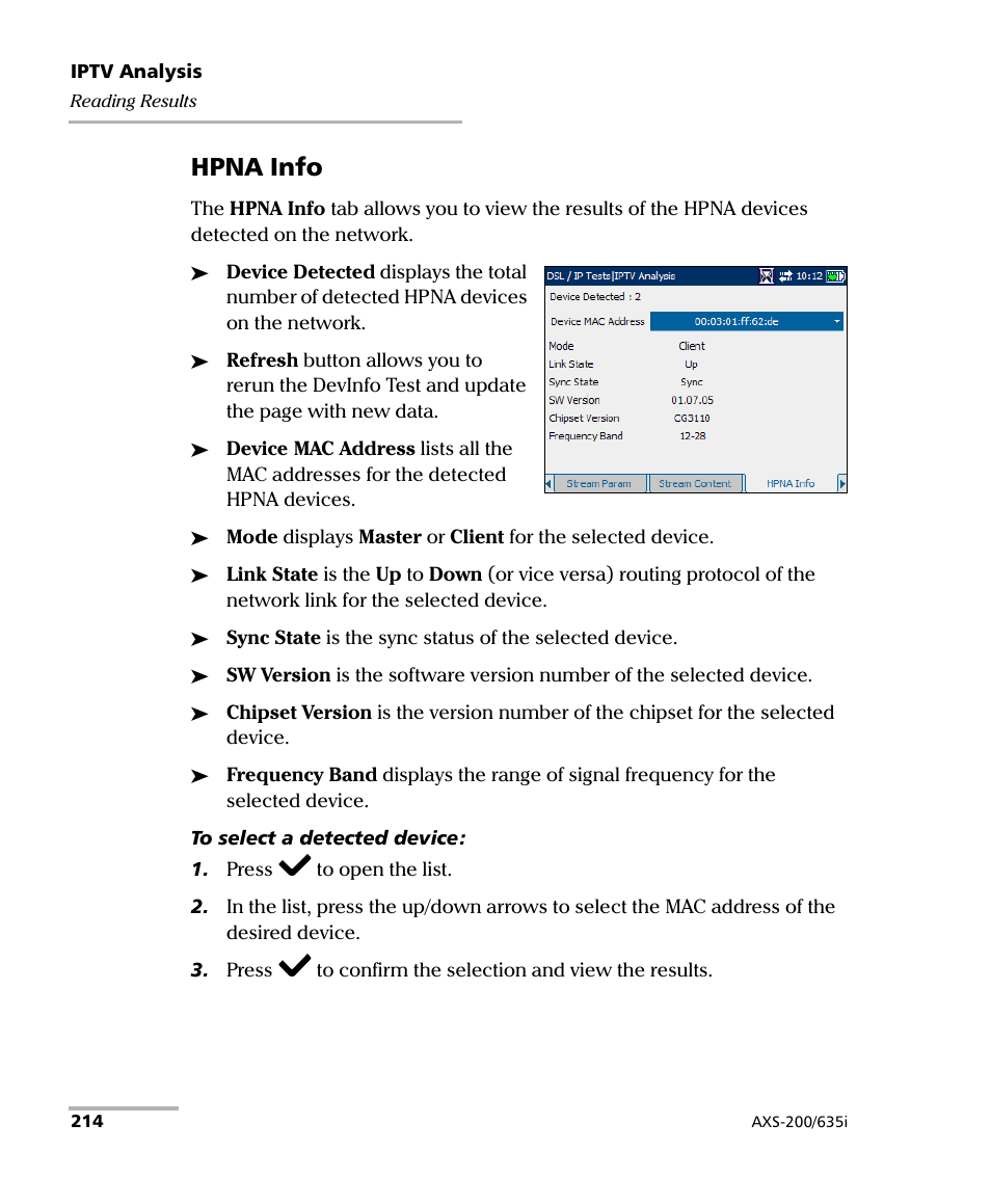 Hpna info | EXFO VDSL2 User Manual | Page 222 / 275