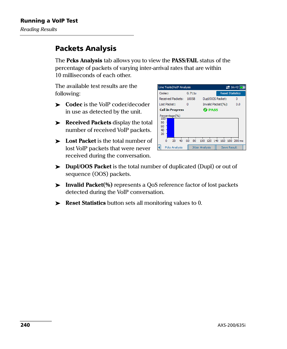 Packets analysis | EXFO VDSL2 User Manual | Page 248 / 275