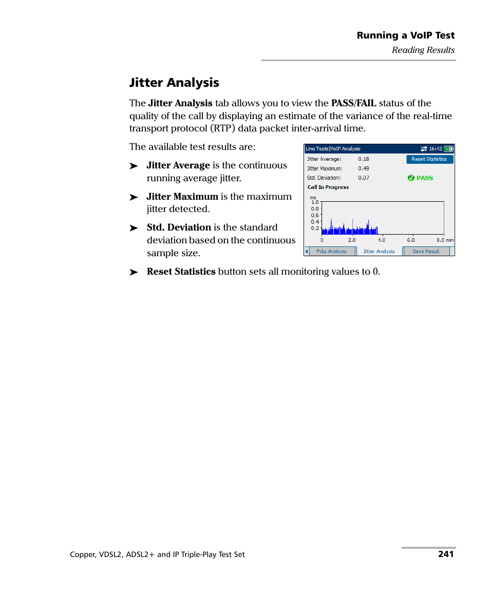 Jitter analysis | EXFO VDSL2 User Manual | Page 249 / 275