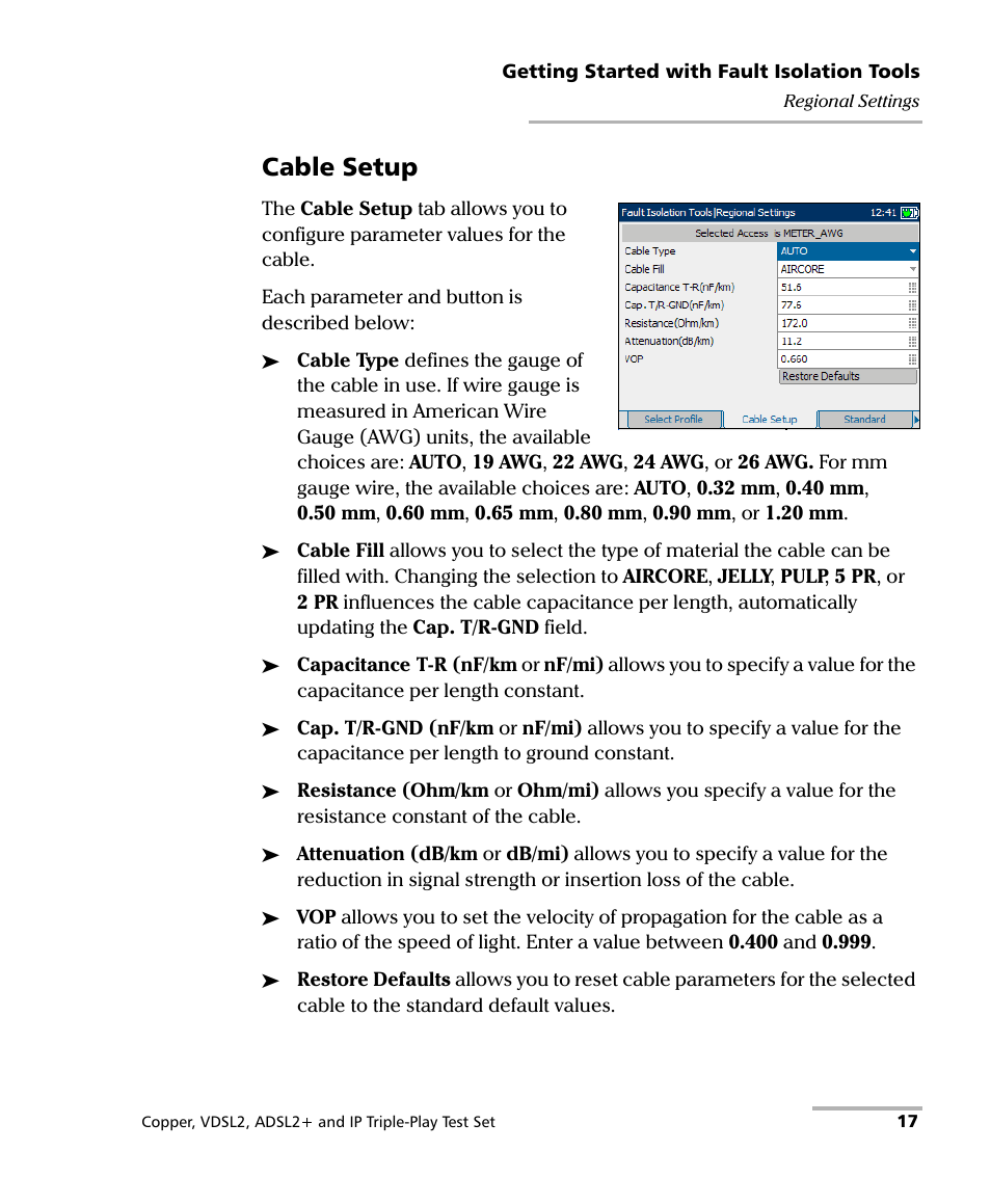 Cable setup | EXFO VDSL2 User Manual | Page 25 / 275