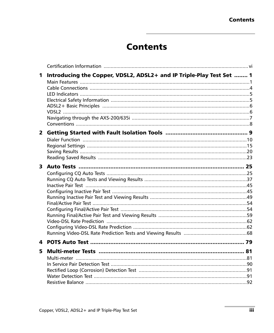 EXFO VDSL2 User Manual | Page 3 / 275