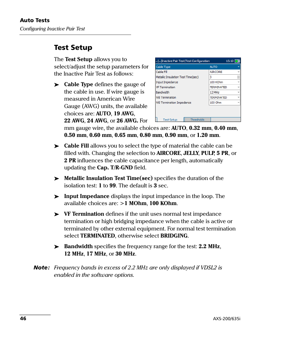 Test setup | EXFO VDSL2 User Manual | Page 54 / 275