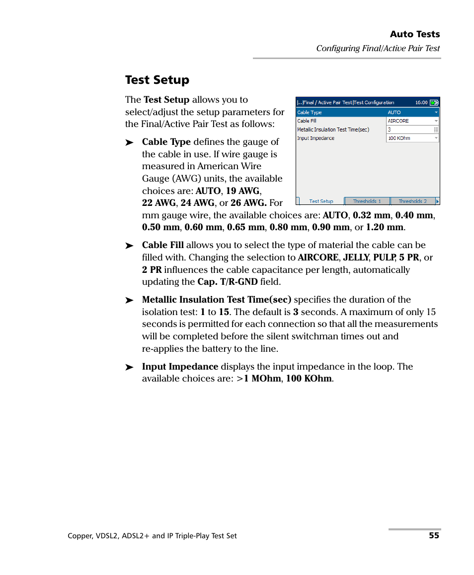 Test setup | EXFO VDSL2 User Manual | Page 63 / 275