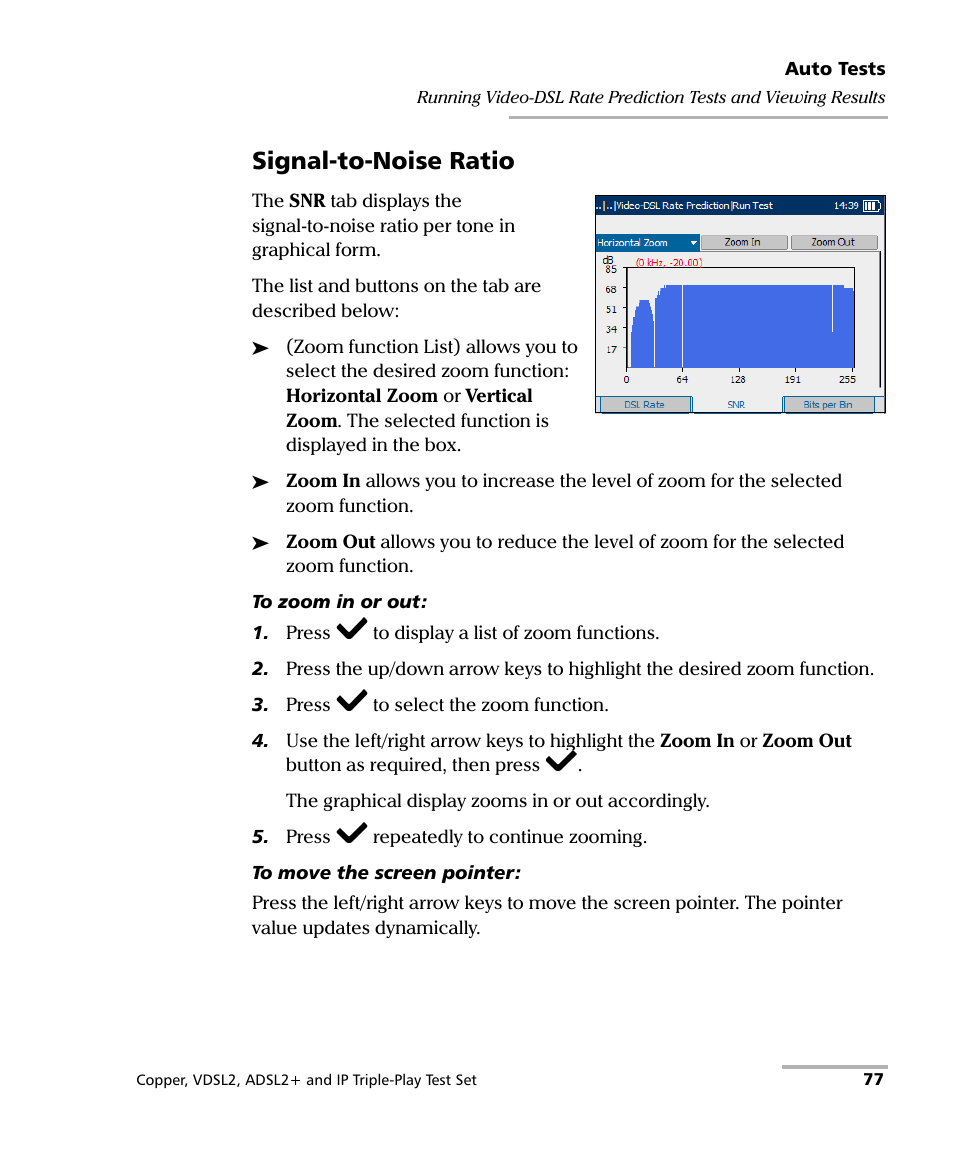 Signal-to-noise ratio | EXFO VDSL2 User Manual | Page 85 / 275