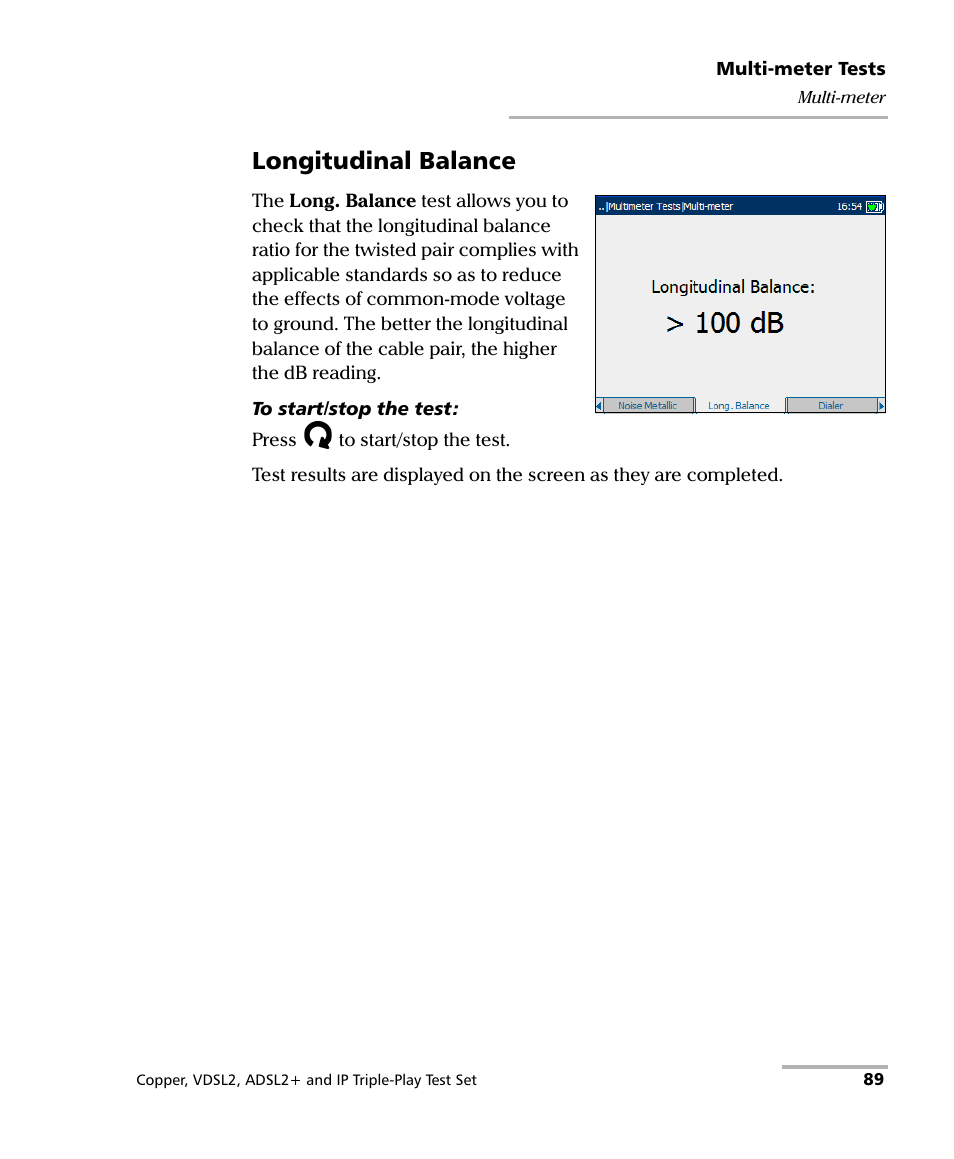 Longitudinal balance | EXFO VDSL2 User Manual | Page 97 / 275