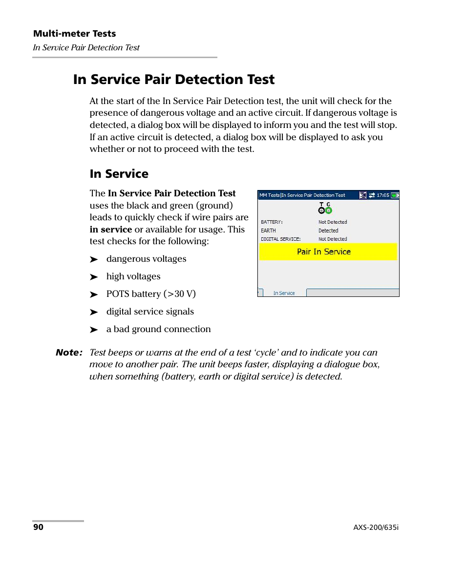 In service pair detection test | EXFO VDSL2 User Manual | Page 98 / 275