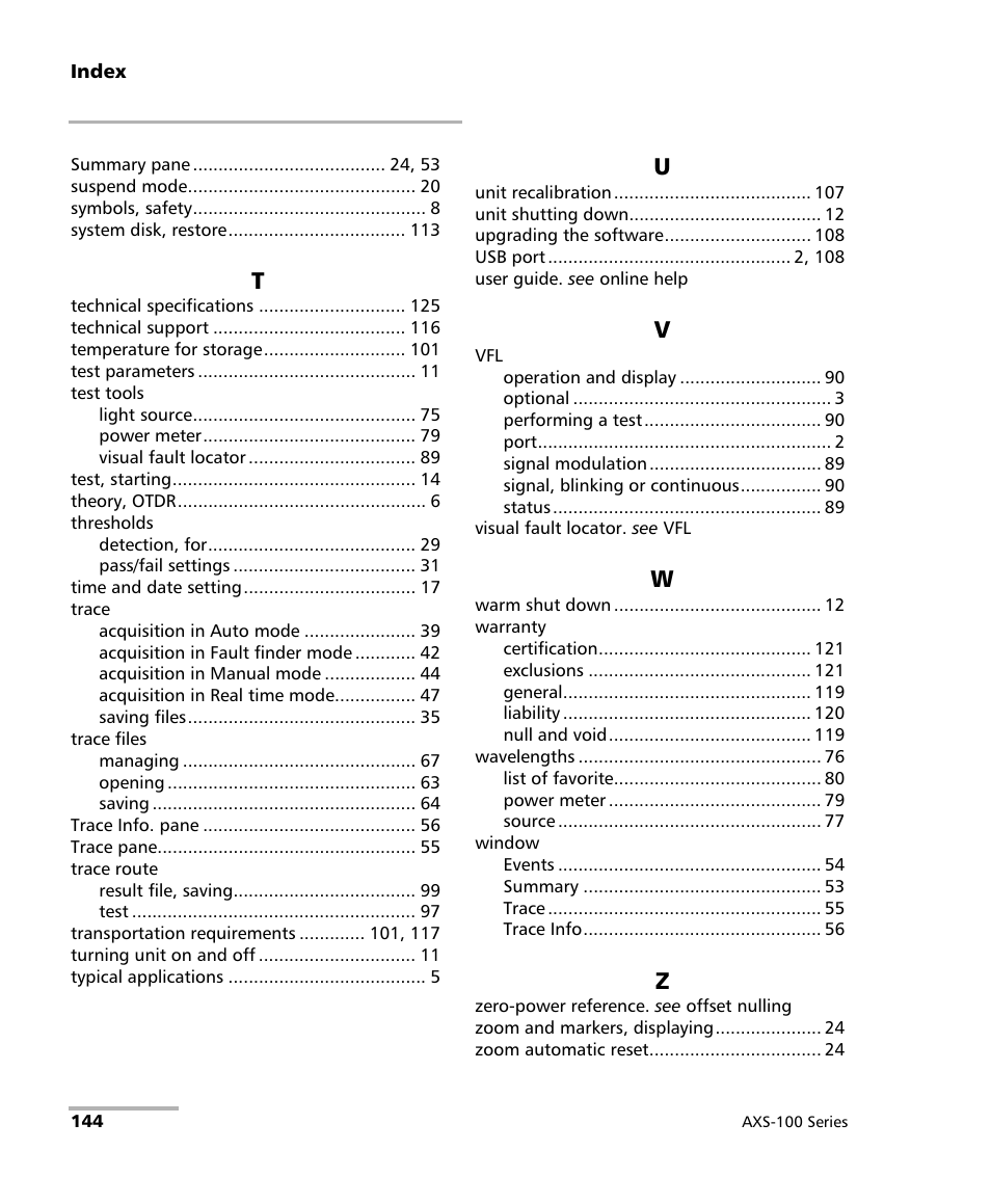 EXFO AXS-100 Series OTDR User Manual | Page 152 / 155