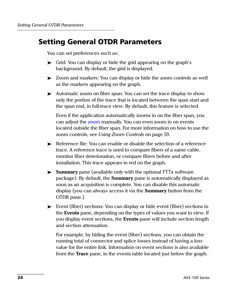 Setting general otdr parameters | EXFO AXS-100 Series OTDR User Manual | Page 32 / 155