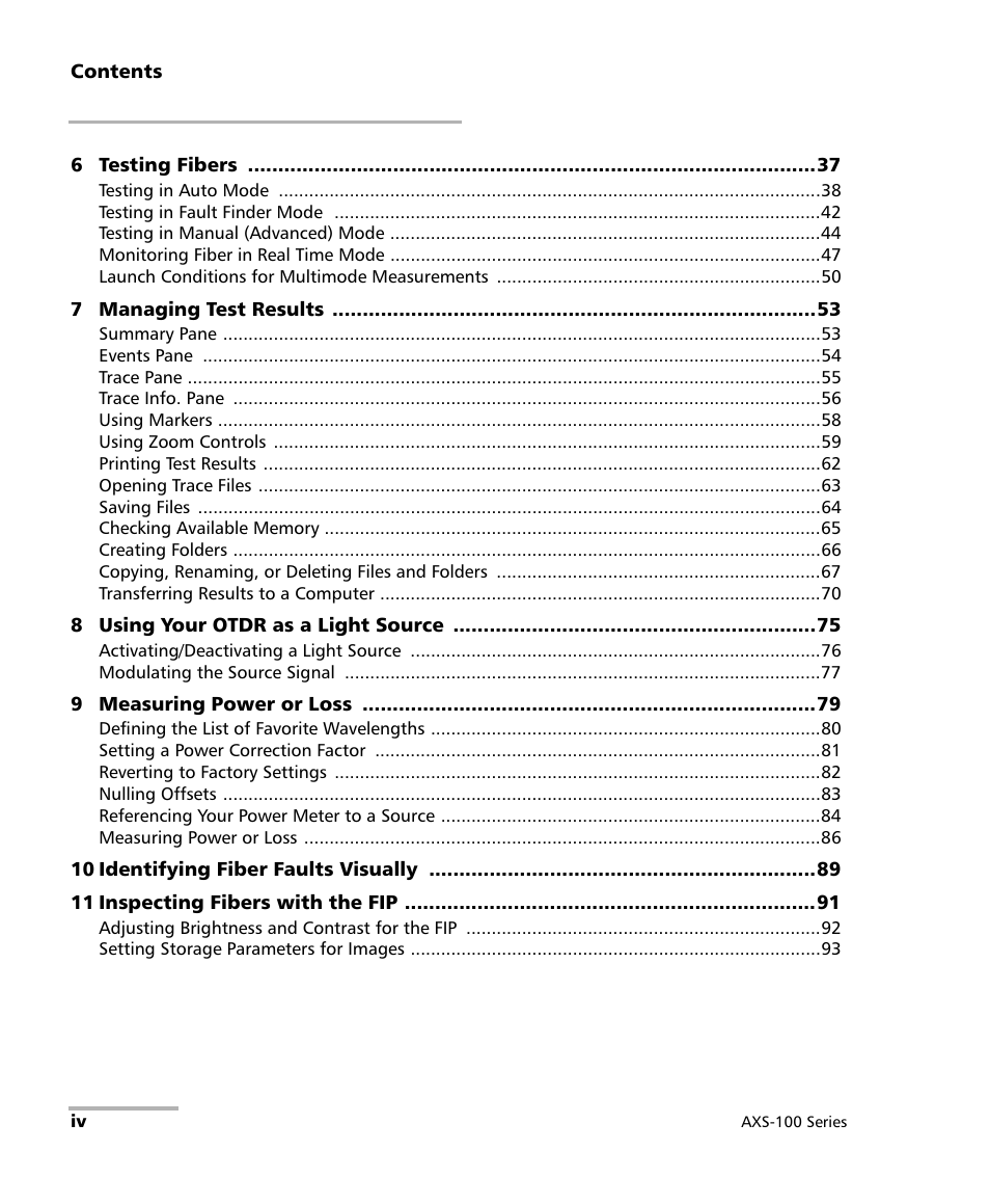 EXFO AXS-100 Series OTDR User Manual | Page 4 / 155
