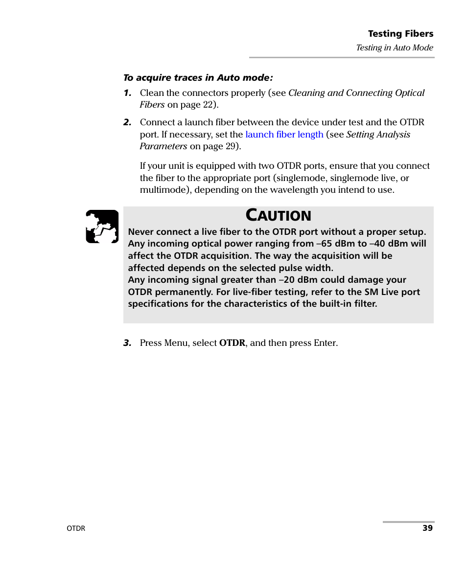Aution | EXFO AXS-100 Series OTDR User Manual | Page 47 / 155