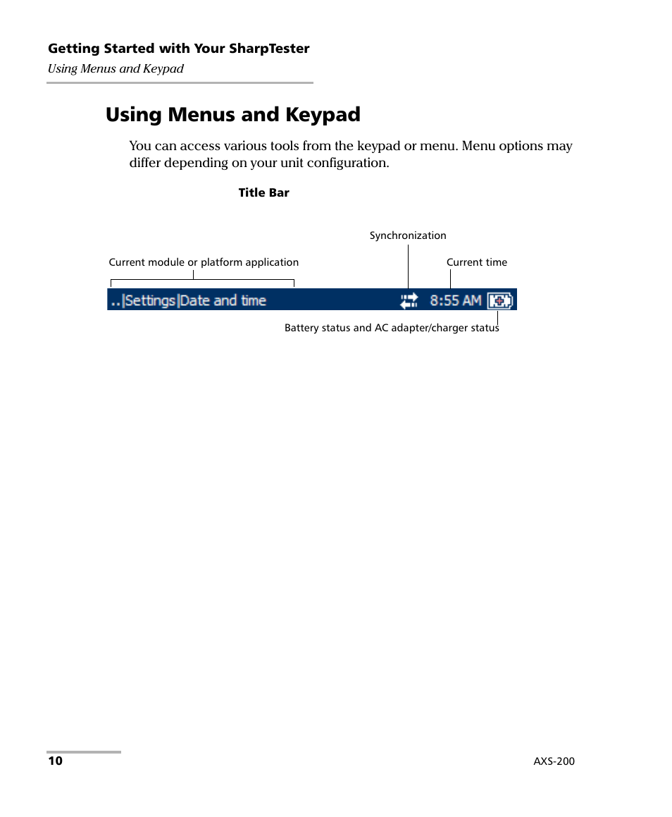 Using menus and keypad | EXFO AXS-200 SharpTESTER User Manual | Page 18 / 70