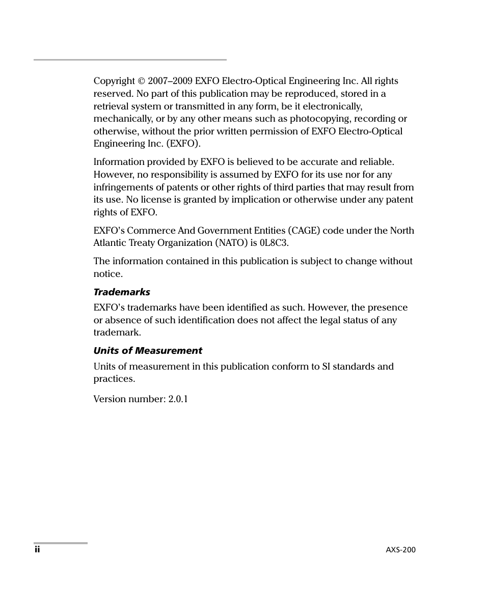 EXFO AXS-200 SharpTESTER User Manual | Page 2 / 70