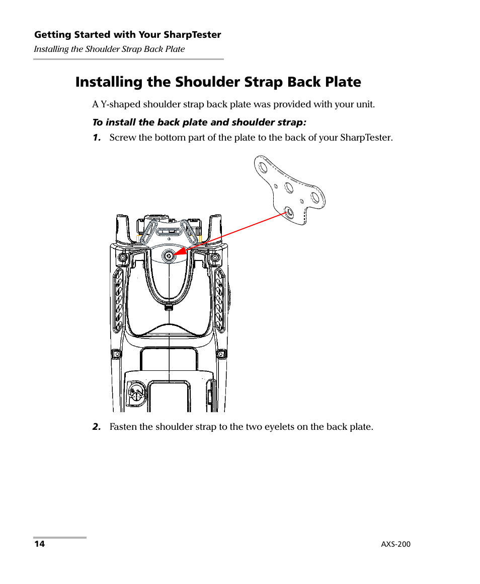 Installing the shoulder strap back plate | EXFO AXS-200 SharpTESTER User Manual | Page 22 / 70