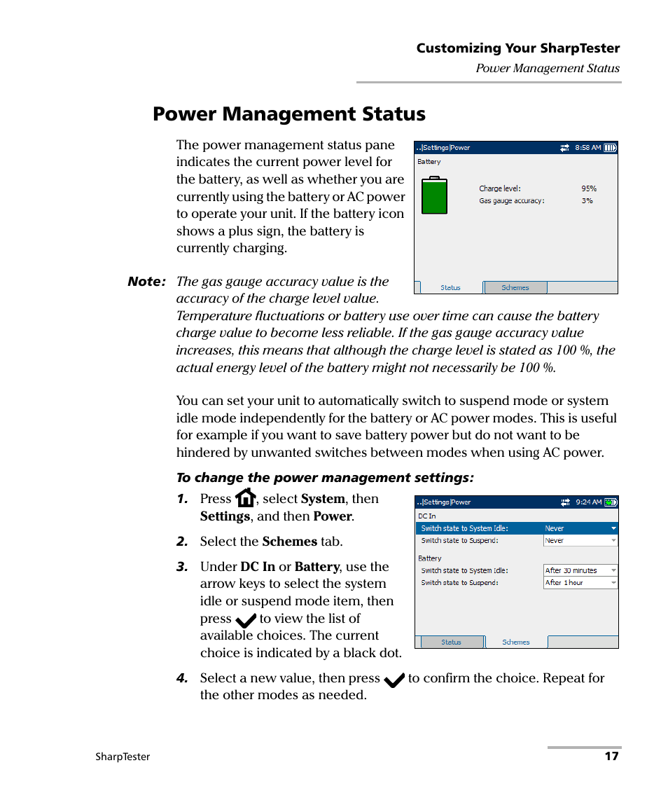 Power management status | EXFO AXS-200 SharpTESTER User Manual | Page 25 / 70