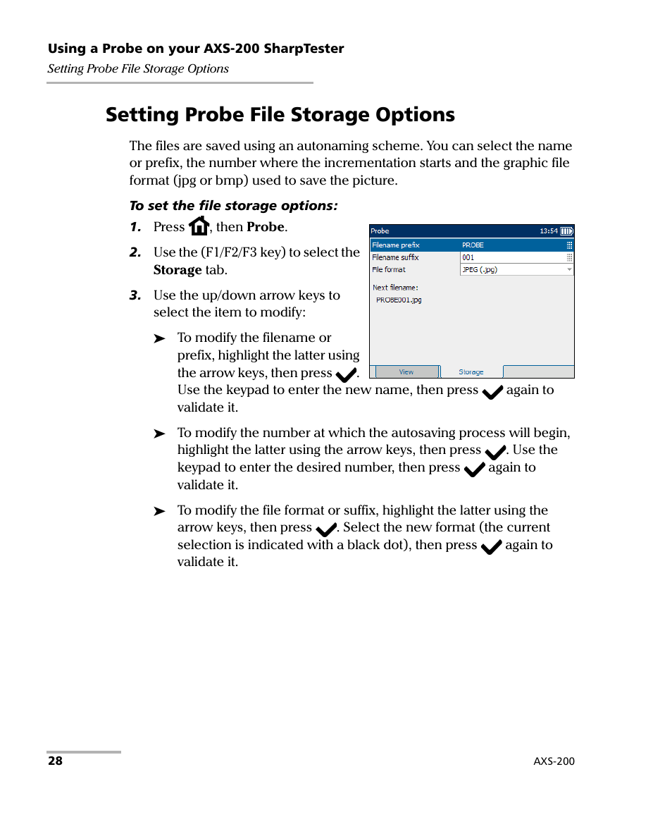 Setting probe file storage options | EXFO AXS-200 SharpTESTER User Manual | Page 36 / 70