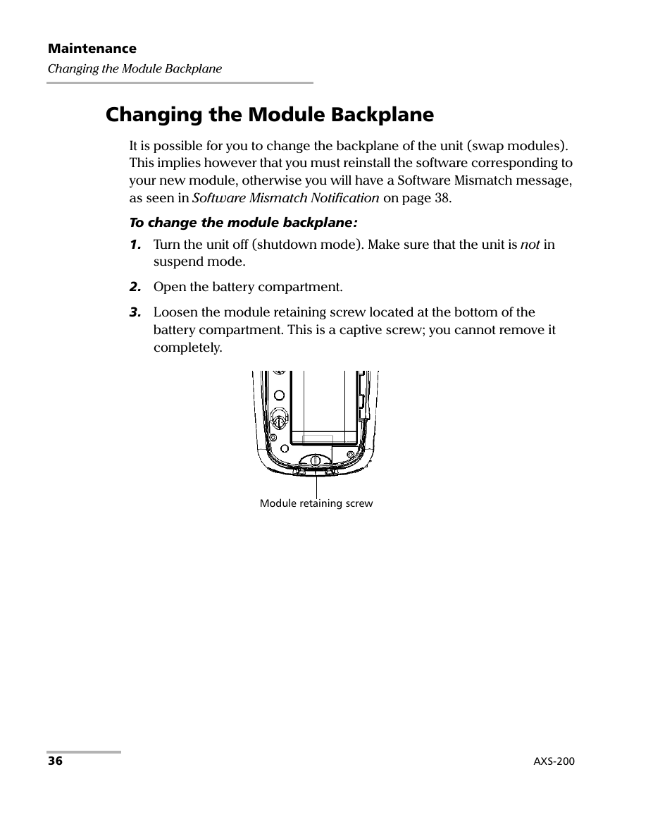 Changing the module backplane | EXFO AXS-200 SharpTESTER User Manual | Page 44 / 70