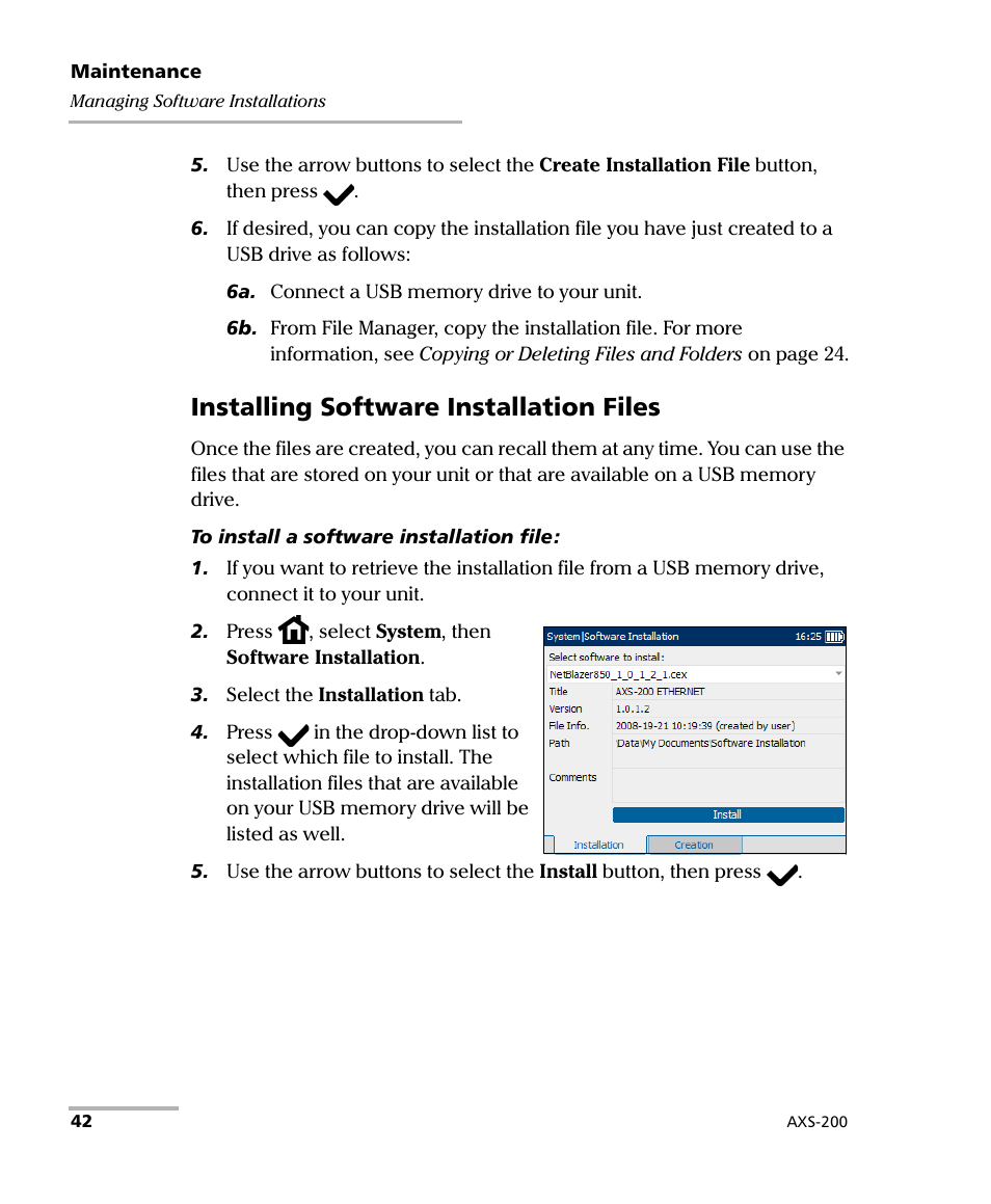 Installing software installation files | EXFO AXS-200 SharpTESTER User Manual | Page 50 / 70