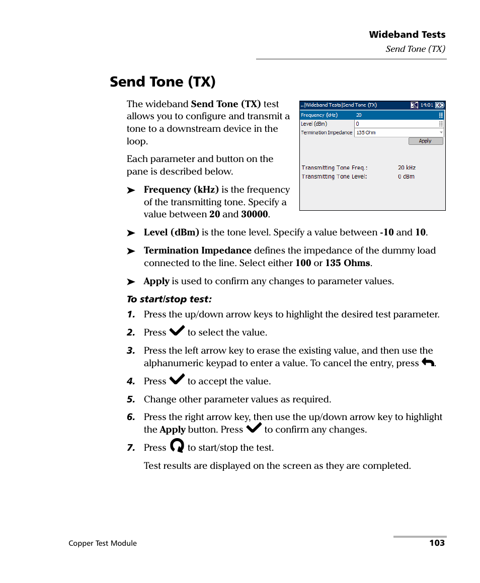 Send tone (tx) | EXFO AXS-200/610 Copper Test Module User Manual | Page 109 / 152