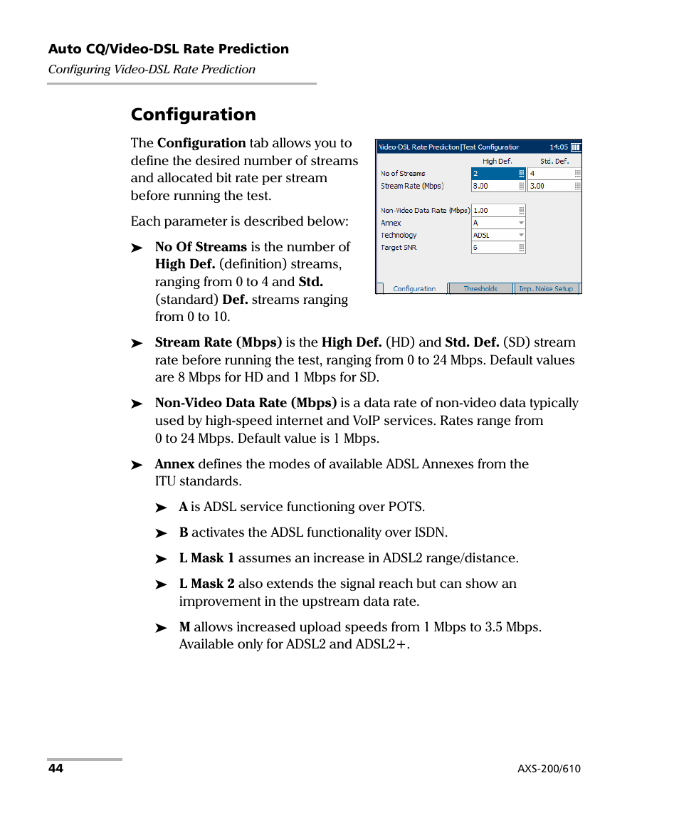 Configuration | EXFO AXS-200/610 Copper Test Module User Manual | Page 50 / 152