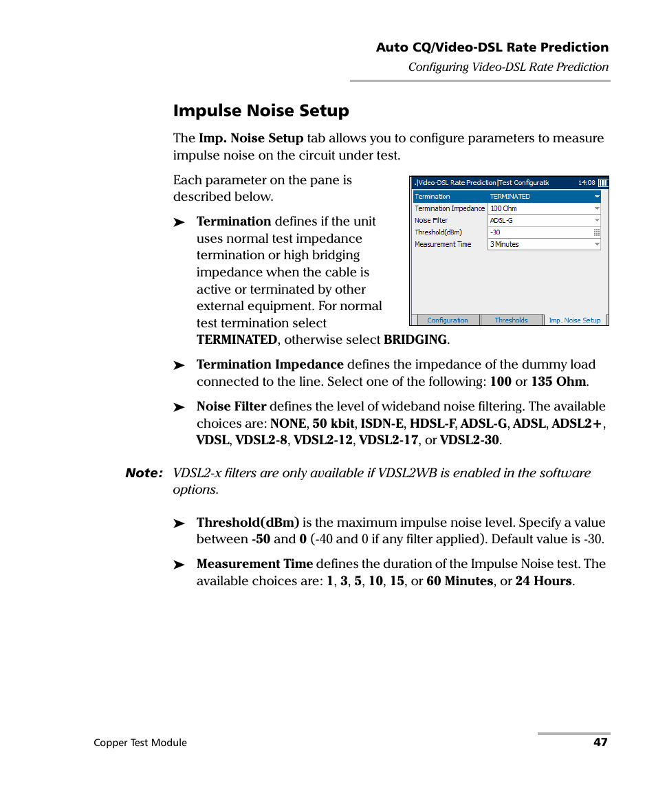 Impulse noise setup | EXFO AXS-200/610 Copper Test Module User Manual | Page 53 / 152