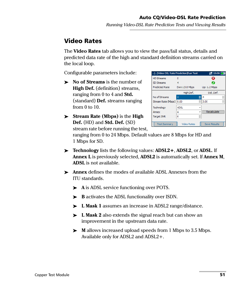 Video rates | EXFO AXS-200/610 Copper Test Module User Manual | Page 57 / 152