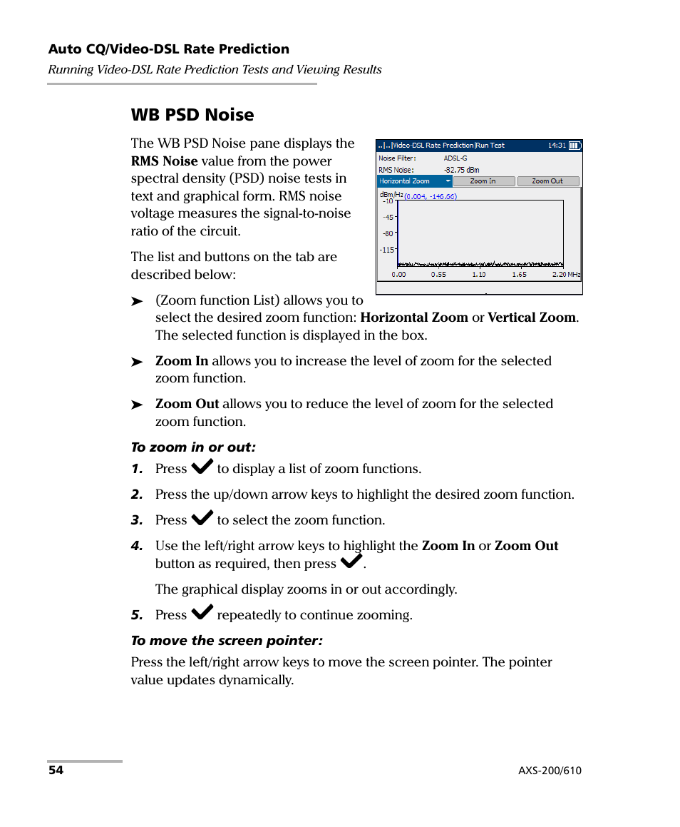 Wb psd noise | EXFO AXS-200/610 Copper Test Module User Manual | Page 60 / 152