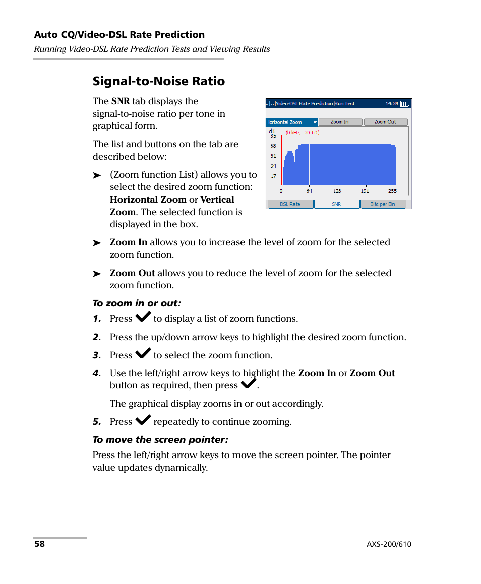 Signal-to-noise ratio | EXFO AXS-200/610 Copper Test Module User Manual | Page 64 / 152