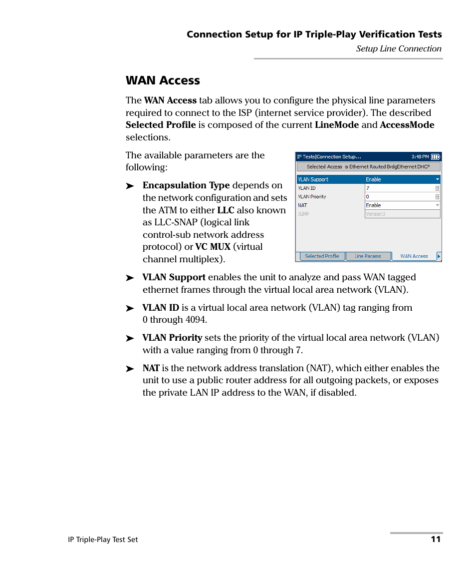 Wan access | EXFO AXS-200/650 IP Triple-Play Test Set User Manual | Page 17 / 91