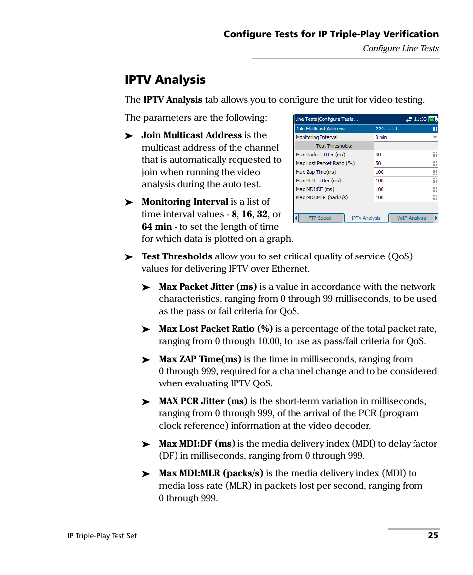 Iptv analysis | EXFO AXS-200/650 IP Triple-Play Test Set User Manual | Page 31 / 91