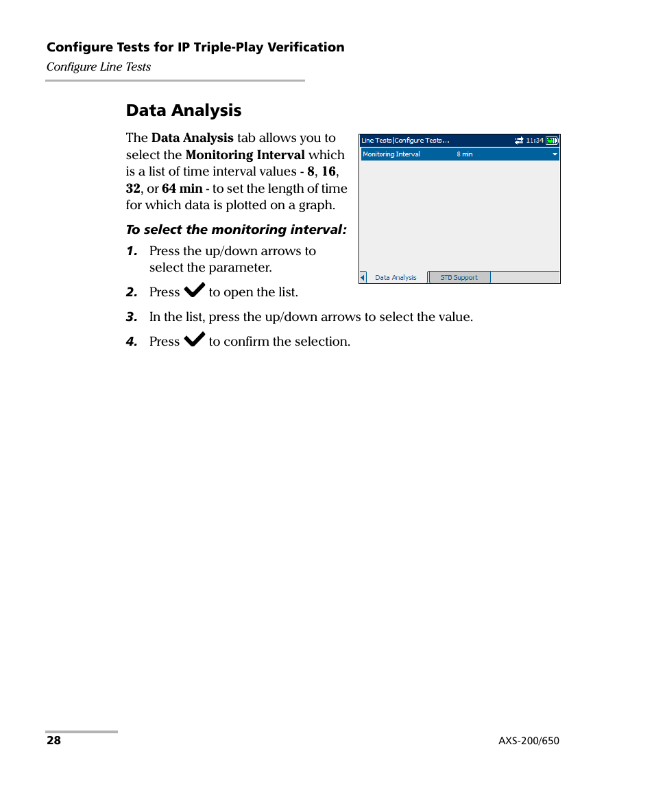 Data analysis | EXFO AXS-200/650 IP Triple-Play Test Set User Manual | Page 34 / 91