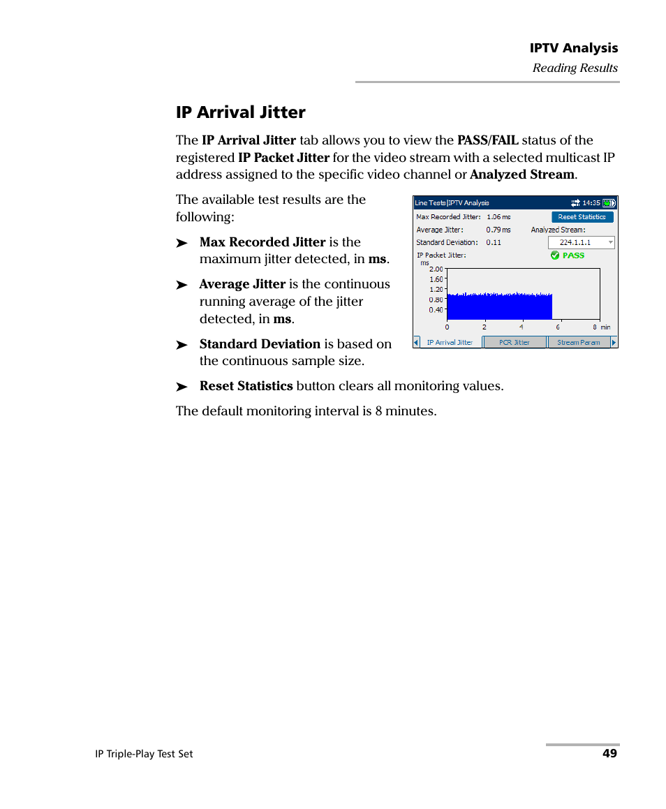 Ip arrival jitter | EXFO AXS-200/650 IP Triple-Play Test Set User Manual | Page 55 / 91