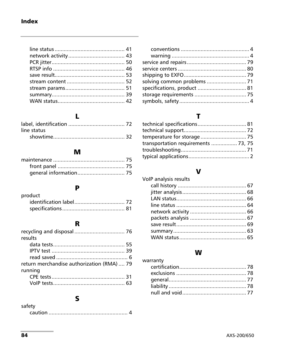 EXFO AXS-200/650 IP Triple-Play Test Set User Manual | Page 90 / 91