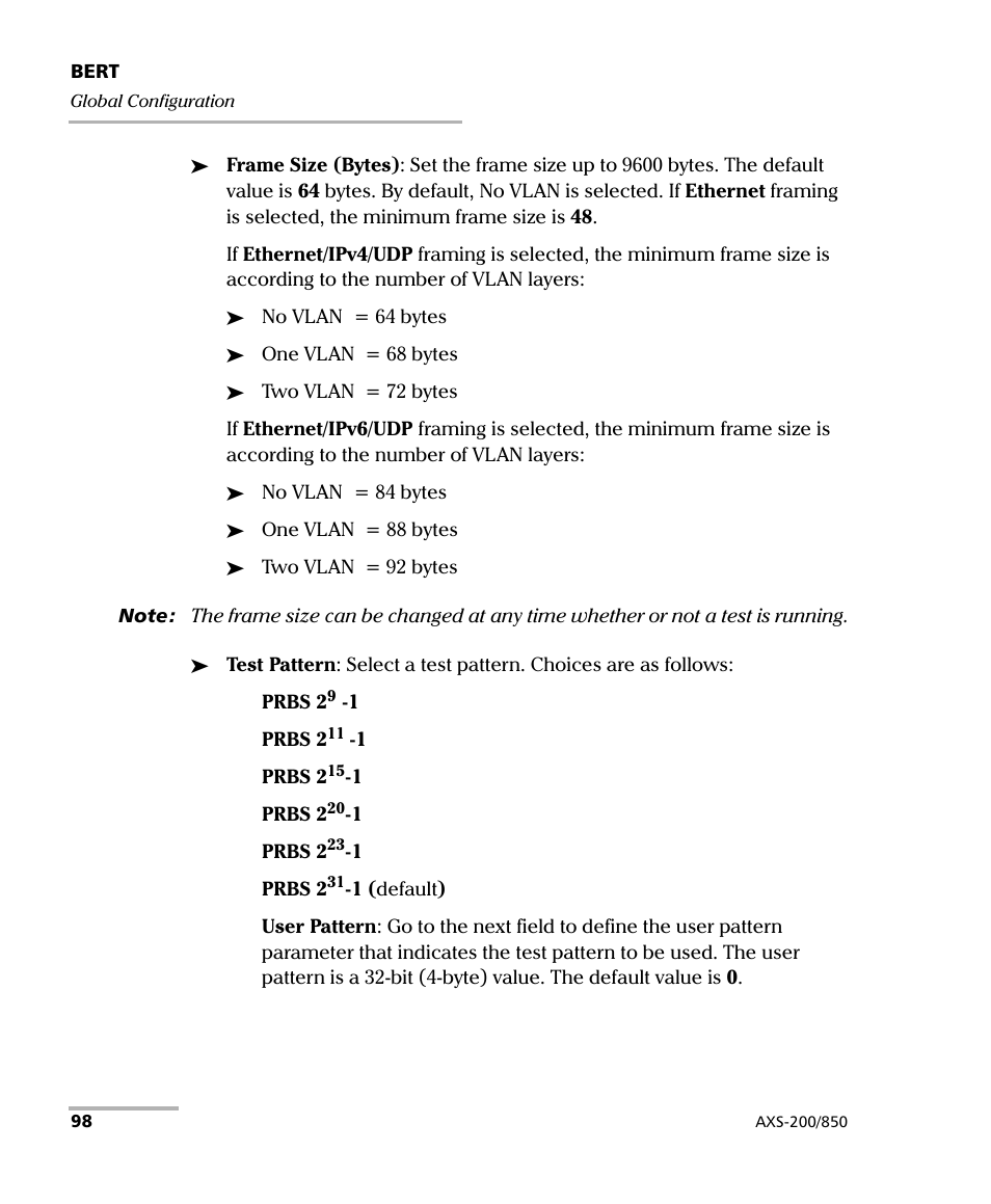 EXFO AXS-200/850 Ethernet Test Set User Manual | Page 108 / 262