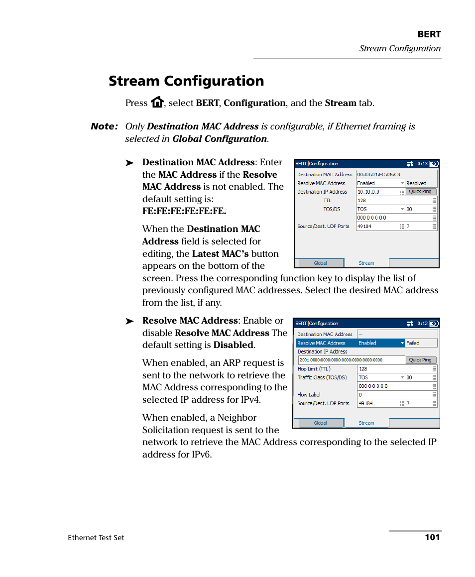 Stream configuration | EXFO AXS-200/850 Ethernet Test Set User Manual | Page 111 / 262