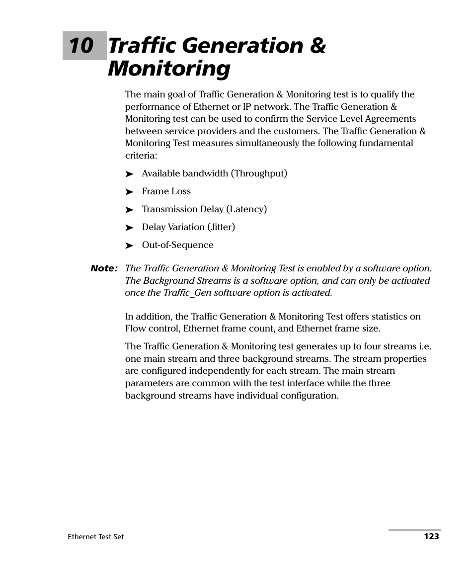 10 traffic generation & monitoring | EXFO AXS-200/850 Ethernet Test Set User Manual | Page 133 / 262