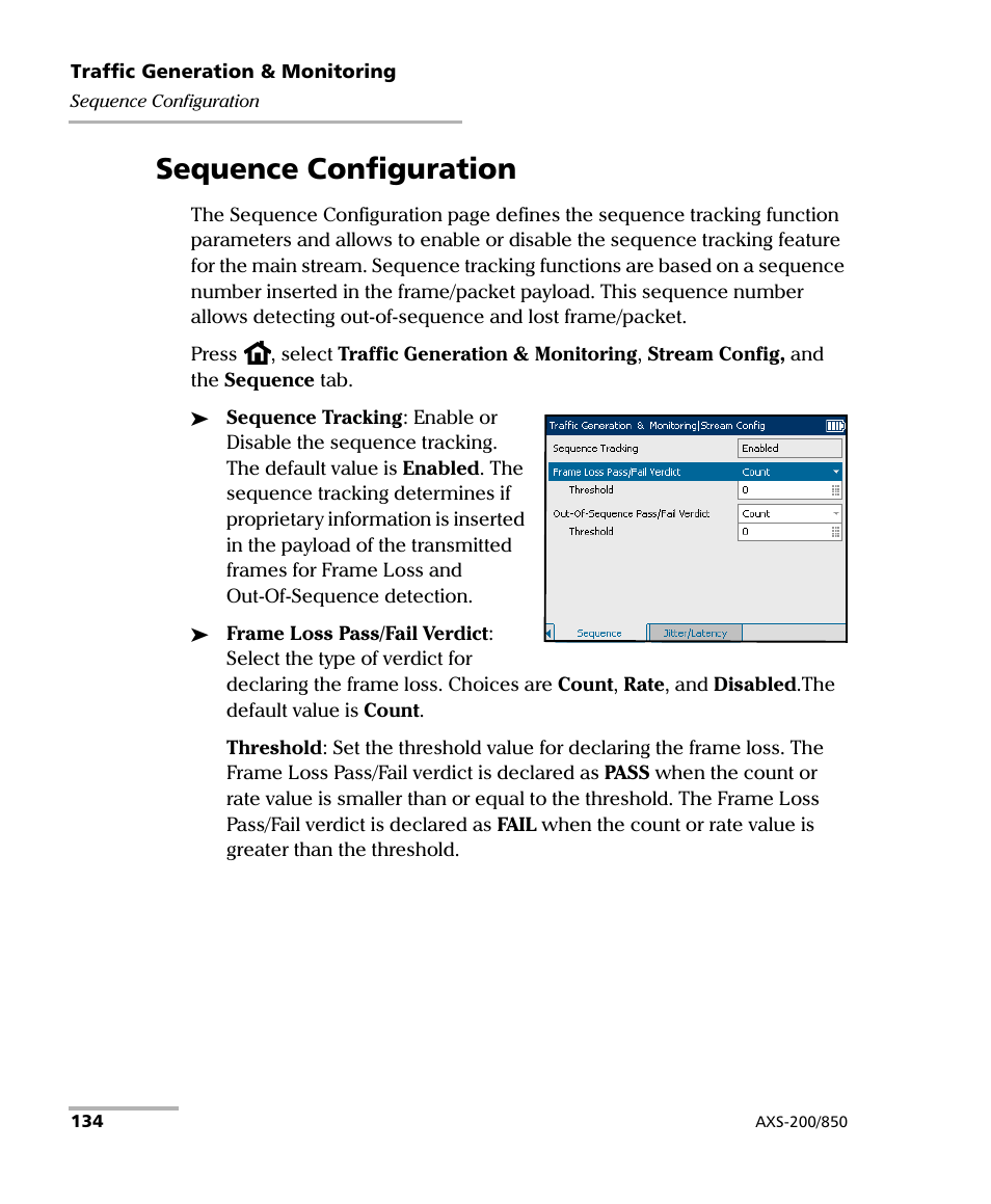 Sequence configuration | EXFO AXS-200/850 Ethernet Test Set User Manual | Page 144 / 262
